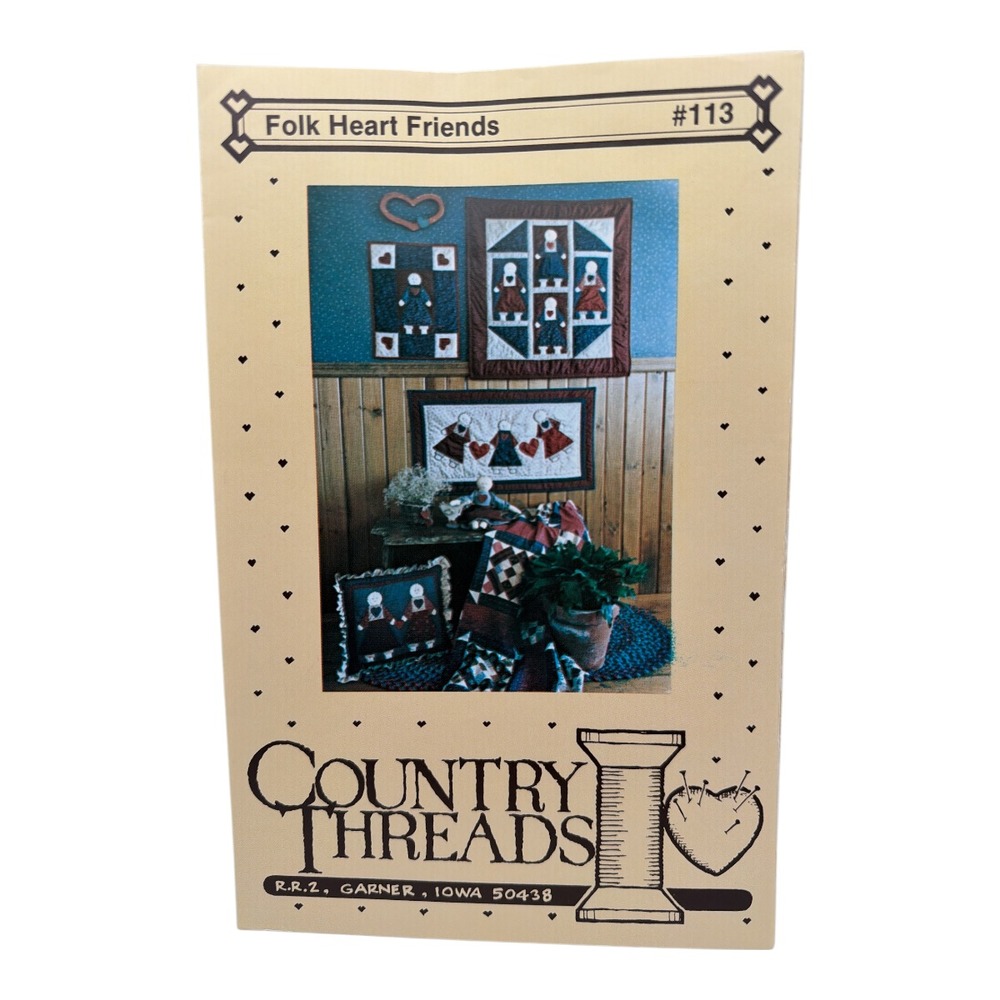 Country Thread Folk Heart Friends #113 Pieced Quilt Pattern RRZ Garner 1985
